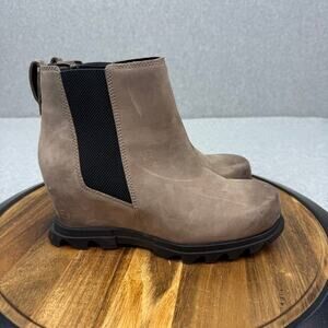 Sorel Joan of Arctic Wedge III Chelsea Boots Women's Size 7.5 Elk/Buff